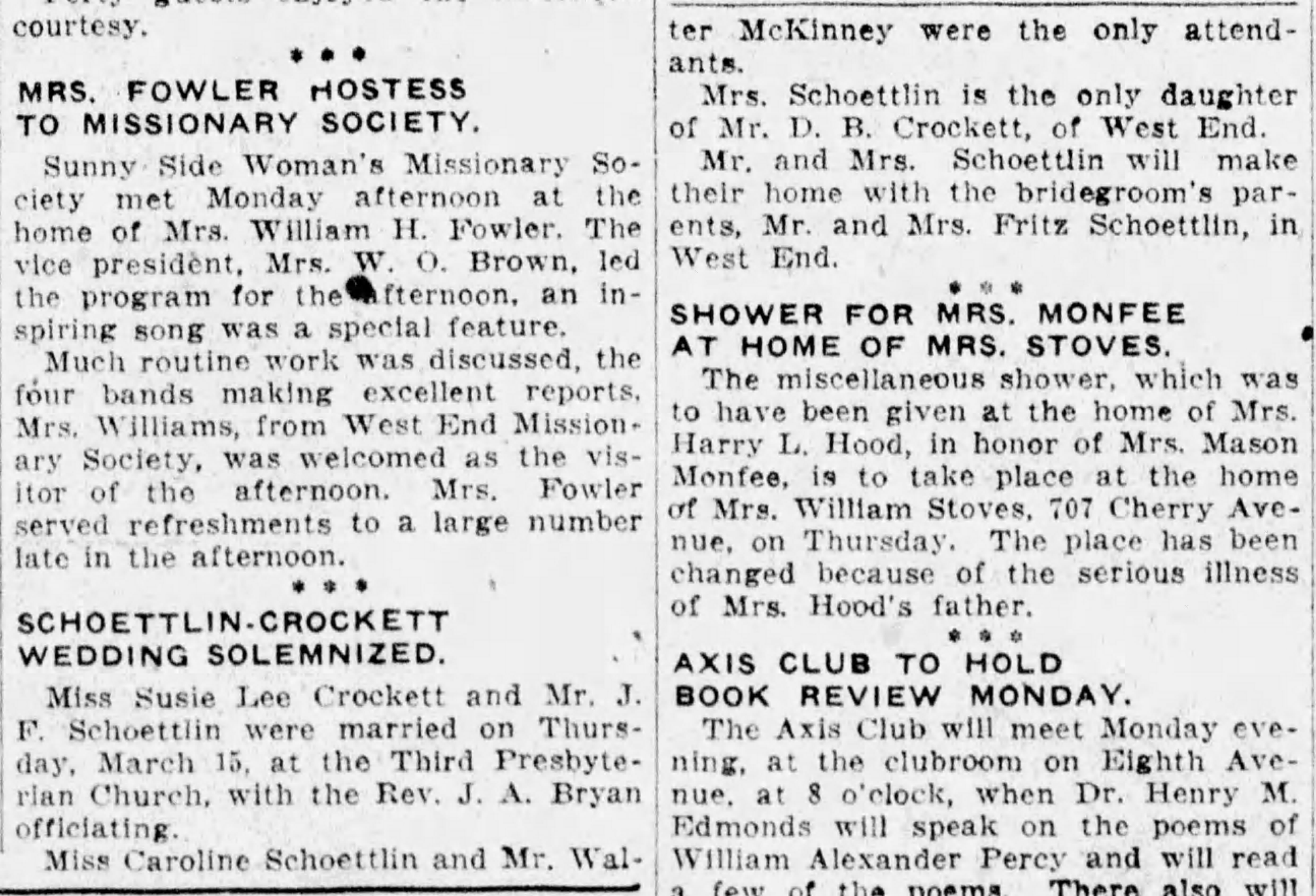 Schoettlin-Crockett Wedding Solemnized